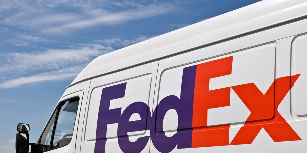 FedEx delivery van with bright logo