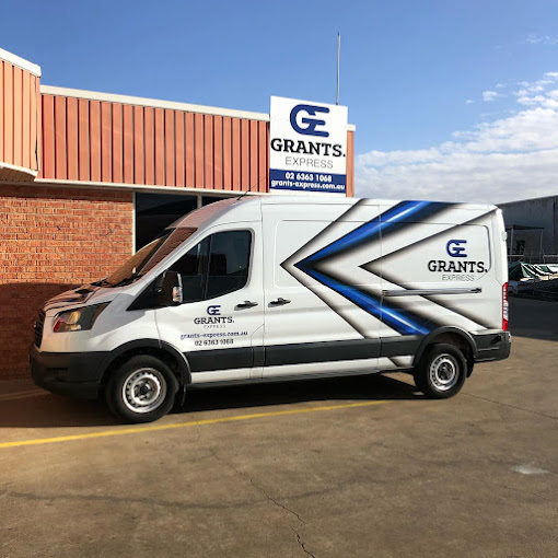 grants-express Orange NSW to Sydney deliveries. White Grants Express delivery van