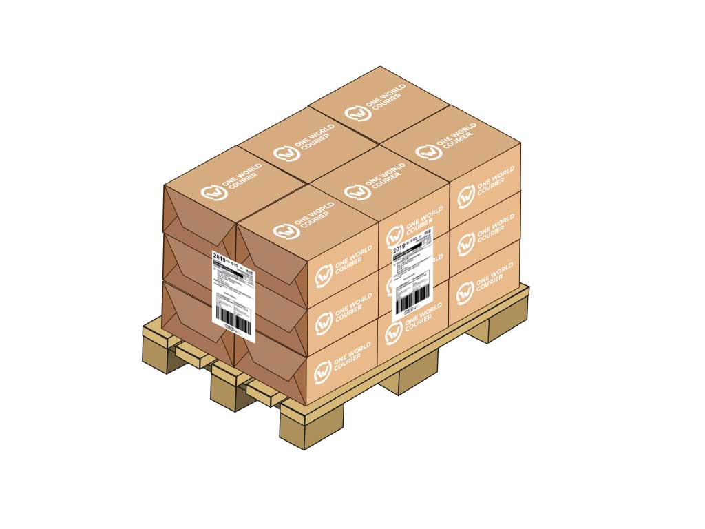 pallet freight one world courier. vector drawing of pallet with boxes