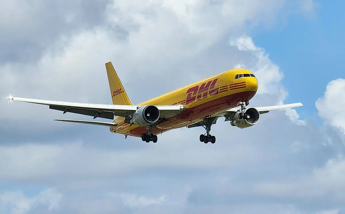 Shipping Aeroplane flying in the sky 